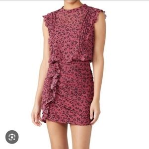 ALL SAINTS.. Red Animal Print Mini Dress
